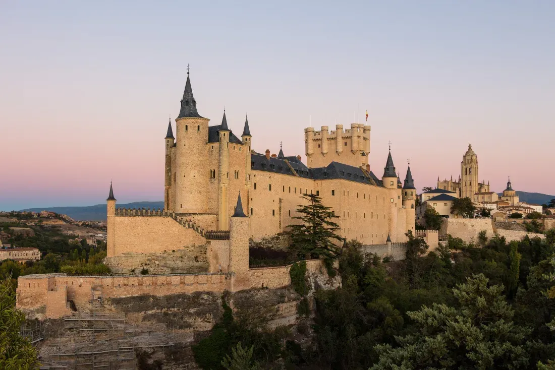 The Alcázar of Segovia above its valley